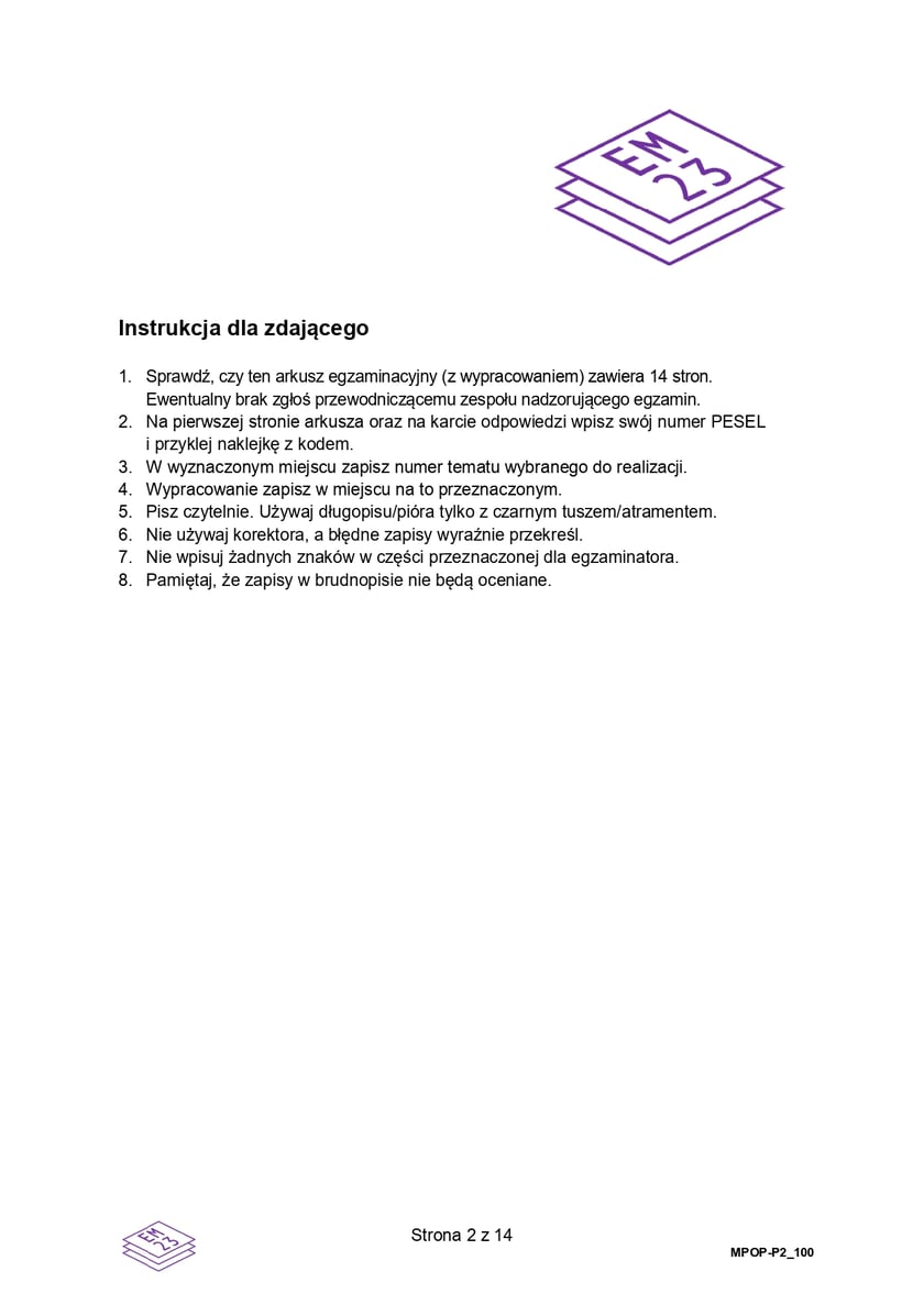 Matura 2025. Język polski, poziom podstawowy - arkusz 2 (wypracowanie)