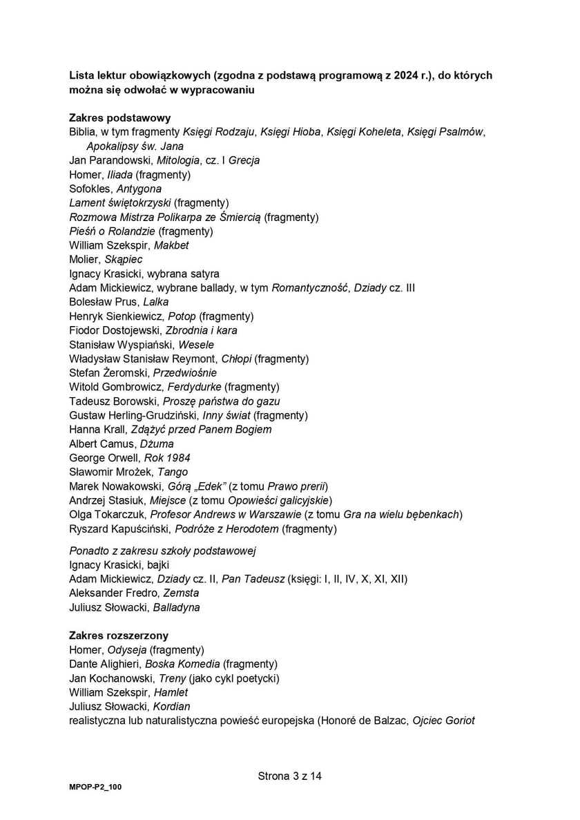 Matura 2025. Język polski, poziom podstawowy - arkusz 2 (wypracowanie)