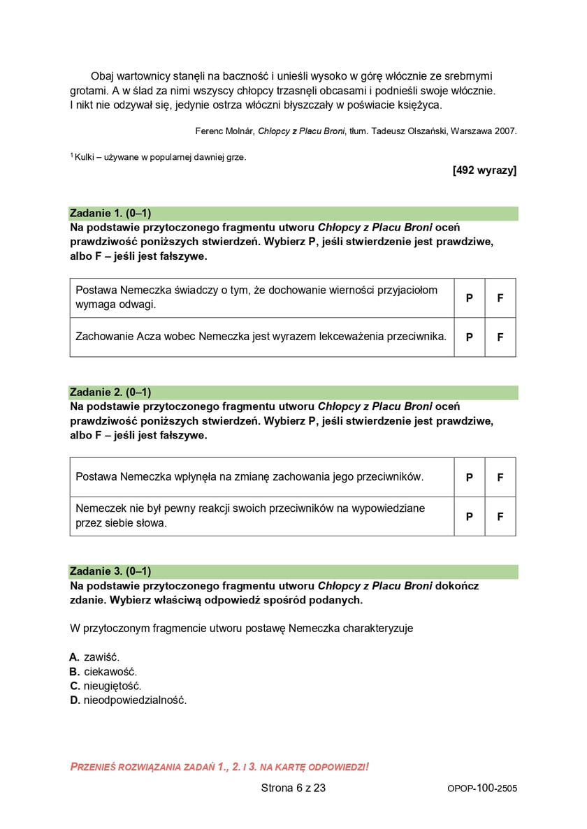 Egzamin ósmoklasisty 2025 - język polski