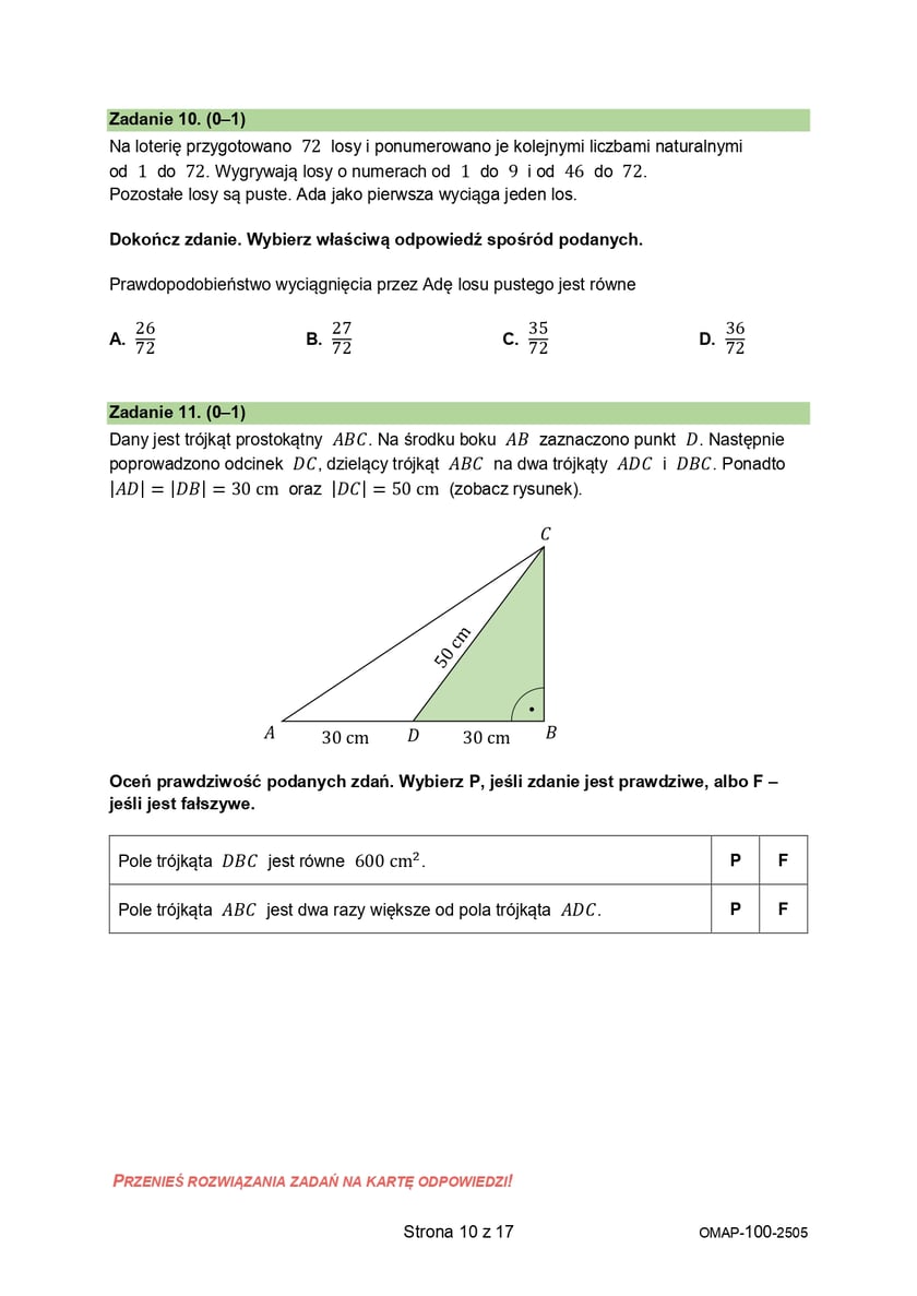 Egzamin ósmoklasisty 2025 - matematyka