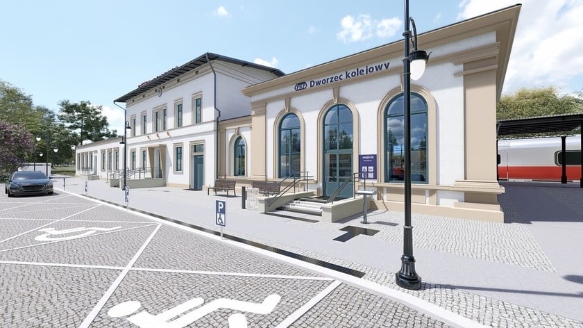 Dworzec kolejowy w Oławie. Wizualizacja.