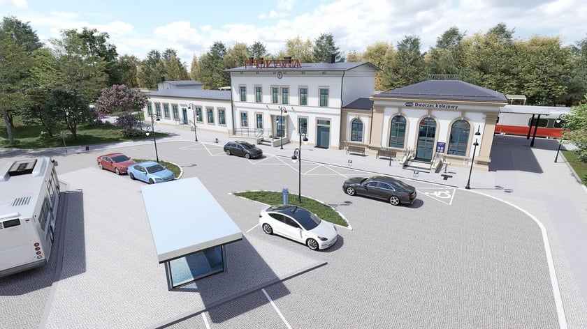 Dworzec kolejowy w Oławie. Wizualizacja.