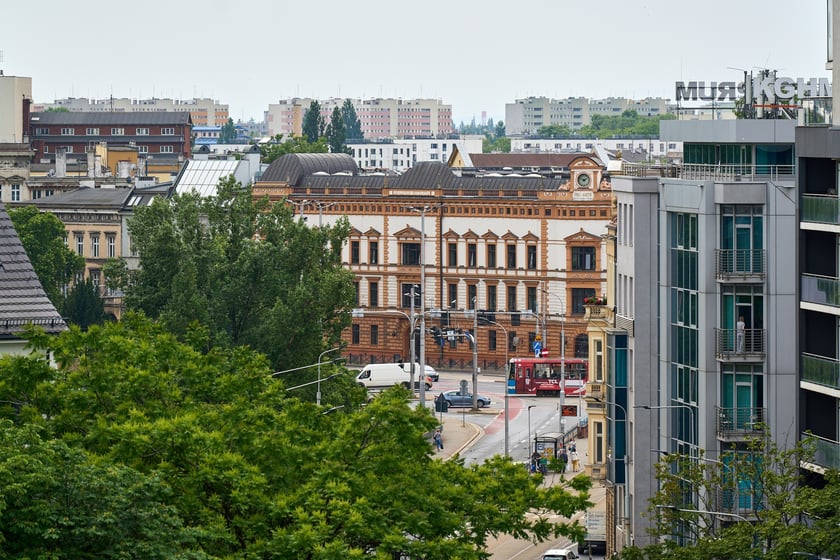 Panorama Wrocławia z Krupa Gallery znajdującej się na 8. piętrze budynku przy Księcia Witolda