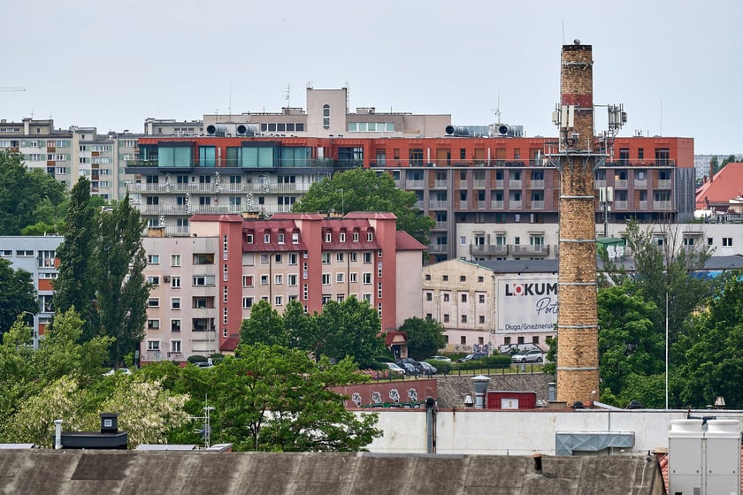 Panorama Wrocławia z Krupa Gallery znajdującej się na 8. piętrze budynku przy Księcia Witolda