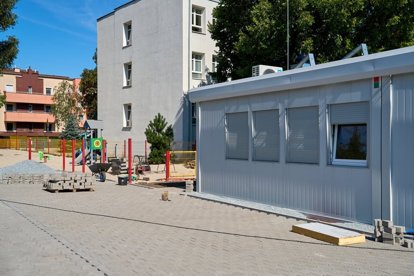 Rozbudowa modułowego przedszkola Logicus na Księżu Małym, sierpień 2025