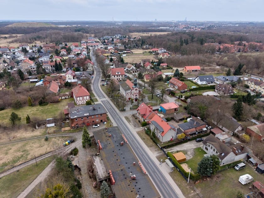 Pracze Odrzańskie, widok z drona