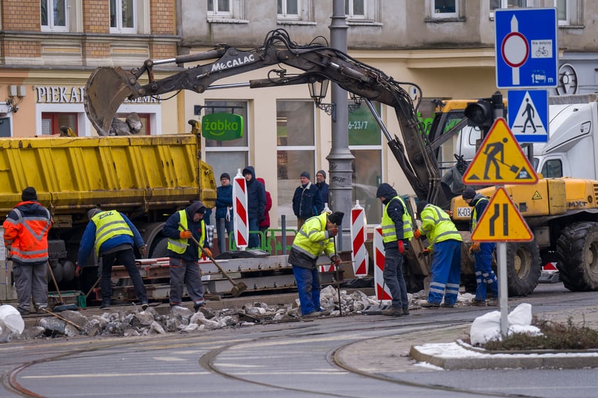Remont torów na placu Bema, 13.01.2024
