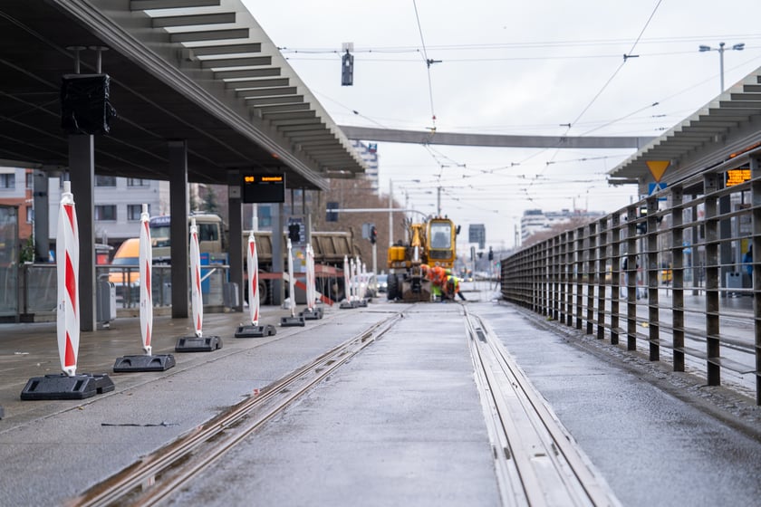 Remont torów na placu Grunwaldzkim, 14.01.2024