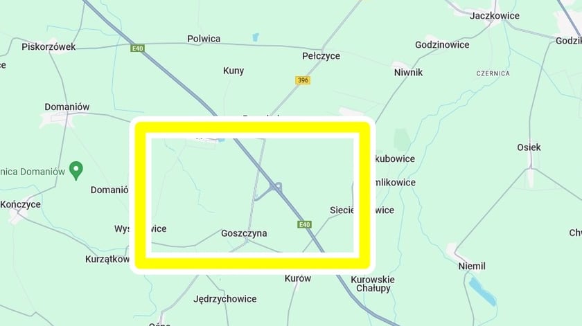 Oznaczenie miejsca budowy ronda przy węźle Brzezimierz