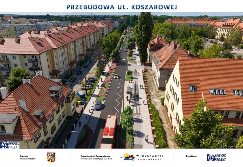 Wizualizacja przedstawia ulicę Koszarową po remoncie