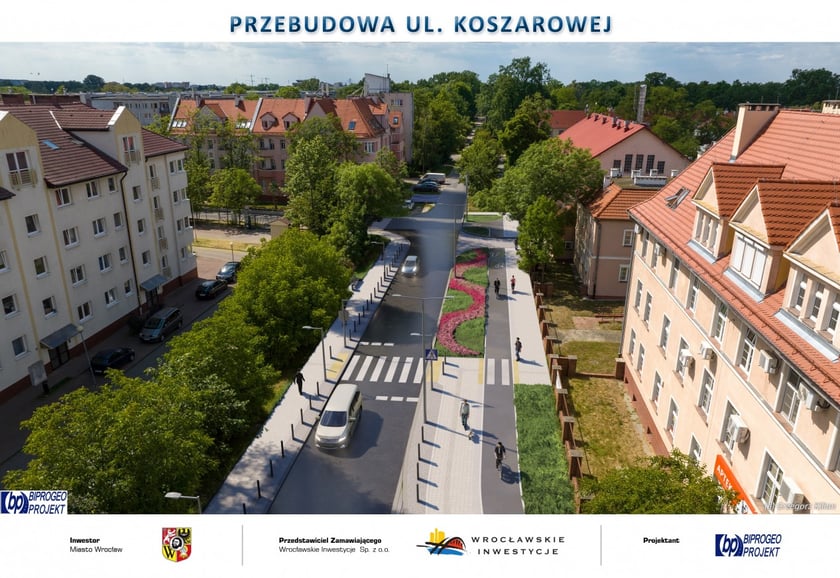 Wizualizacja przedstawia ulicę Koszarową po remoncie