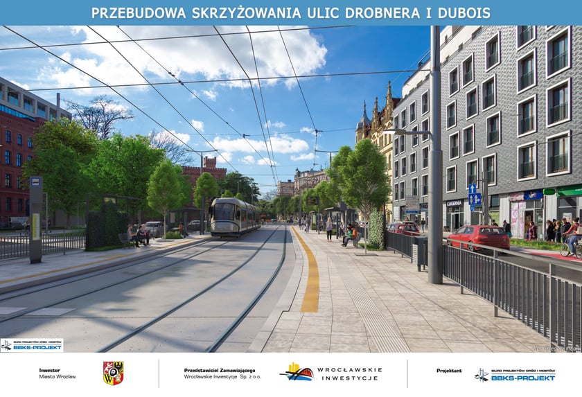 Wizualizacja węzła przesiadkowego na Drobnera przy skrzyżowaniu z Dubois