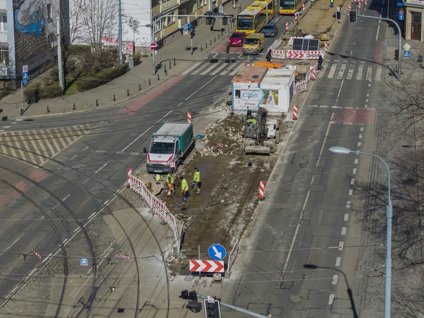 Remont torowiska na ulicy Piotra Skargi
