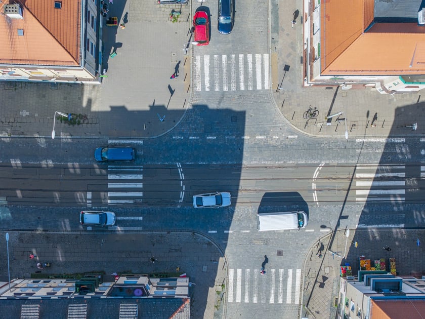 Ulica Nowowiejska z lotu ptaka