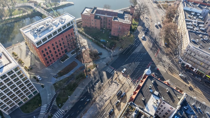 Rozpoczęcie robót budowlanych przy węźle Drobnera - Dubois. Widok z lotu ptaka