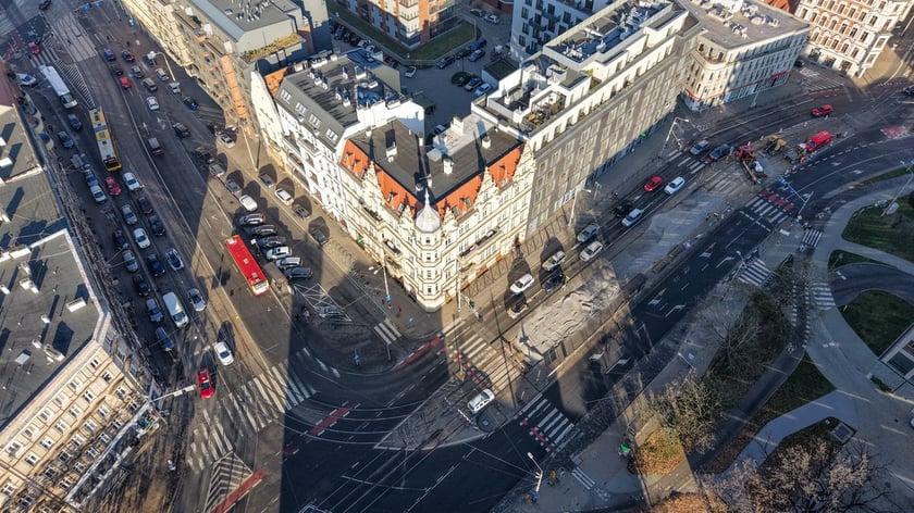 Rozpoczęcie robót budowlanych przy węźle Drobnera - Dubois. Widok z lotu ptaka