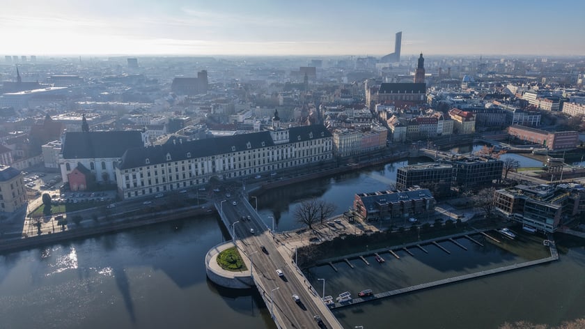 Rozpoczęcie robót budowlanych przy węźle Drobnera - Dubois. Widok z lotu ptaka
