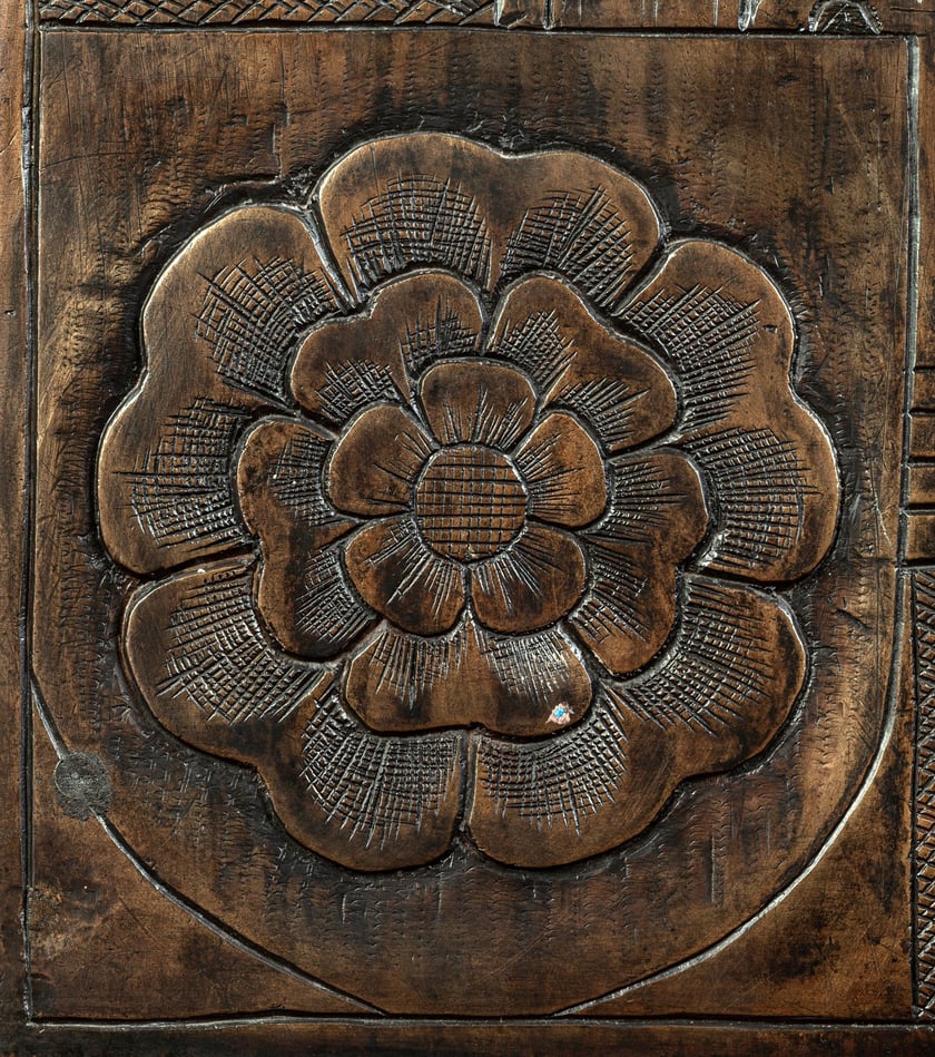 Detal z płyty nagrobnej biskupa Piotra II Nowaka z katedry św. Jana Chrzciciela we Wrocławiu, 1450&ndash;1456 r