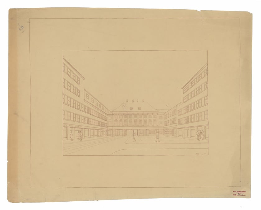 Rudolf Stein, projekt przebudowy Pałacu Kr&oacute;lewskiego w ramach koncepcji opracowywanej przez Biuro Rozbudowy Wrocławia, 1927