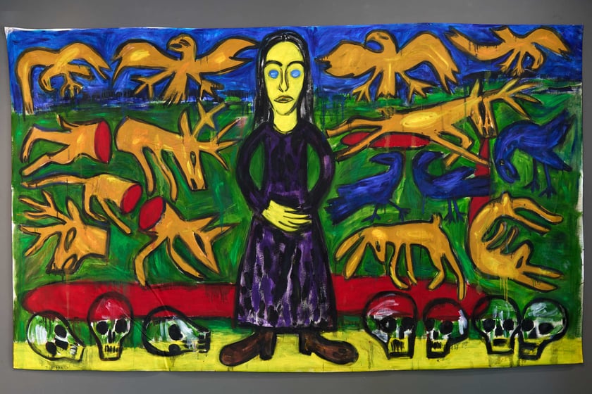 Zdzisław Nitka, Historia człowieka, 2024, olej na płótnie, 180 x 300 cm