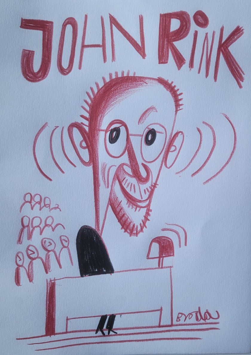 Juror John Rink na rysunku Tomasza Brody