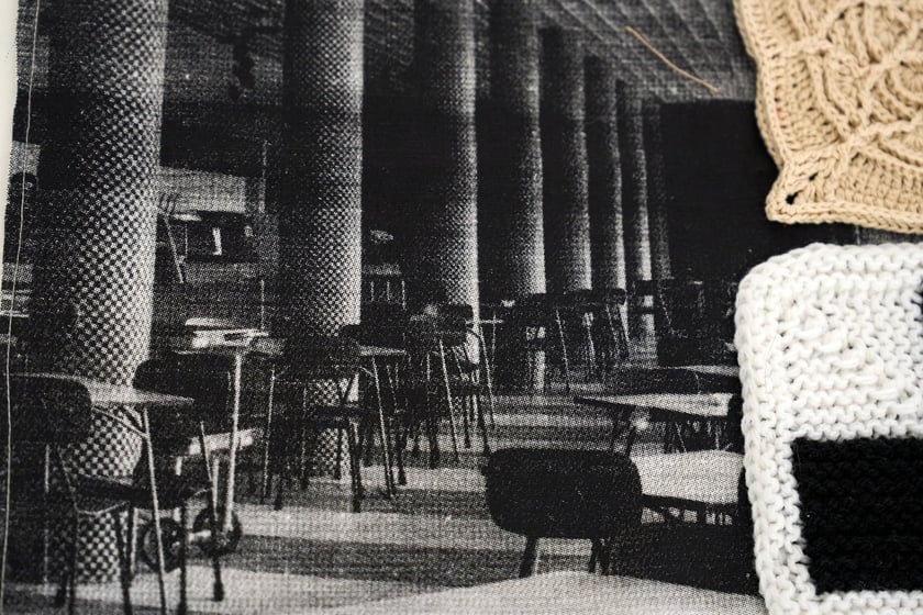 Fragmenty tkaniny artystycznej, kt&oacute;ra od 29 października ozdobi ścianę w Barbarze