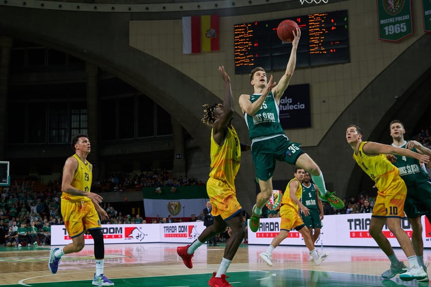 Zdjęcia z meczy Śląska Wrocław z Gran Canarią 11 stycznia 2023 w Hali Stulecia