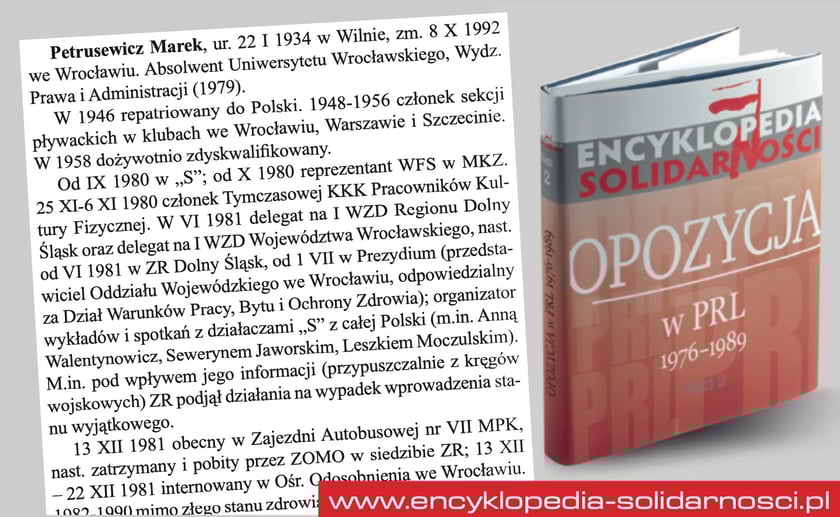 notka o Marku Petrusewiczu w Encyklopedii Opozycji