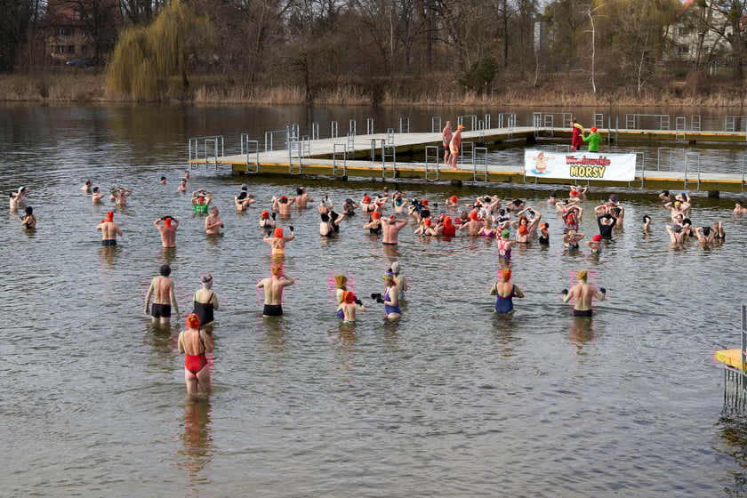 Walentynkowa kąpiel wrocławskich morsów