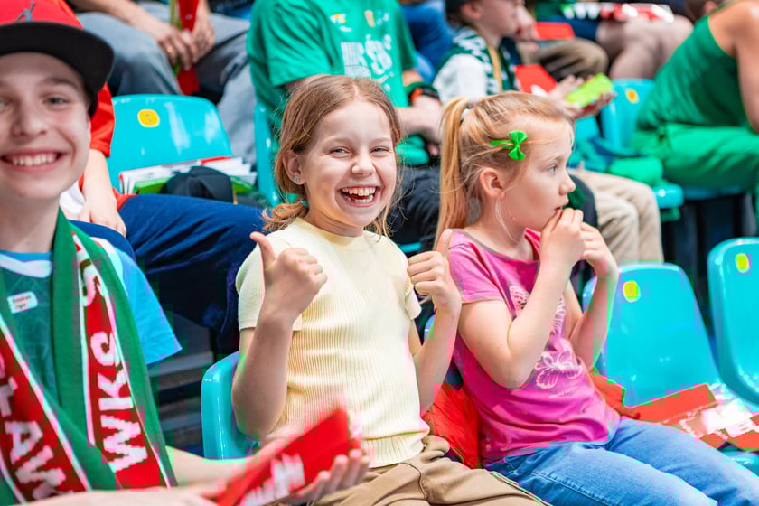 Kibice na meczu Śląska Wrocław z drużyną Arriva Polski Cukier Toruń w Orbicie