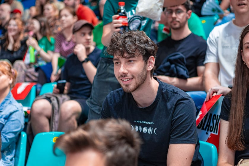 Kibice na meczu Śląska Wrocław z drużyną Arriva Polski Cukier Toruń w Orbicie