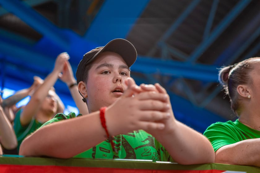 Kibice na meczu Śląska Wrocław z drużyną Arriva Polski Cukier Toruń w Orbicie