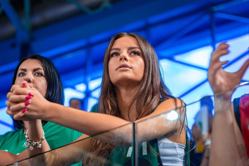 Kibice na meczu Śląska Wrocław z drużyną Arriva Polski Cukier Toruń w Orbicie