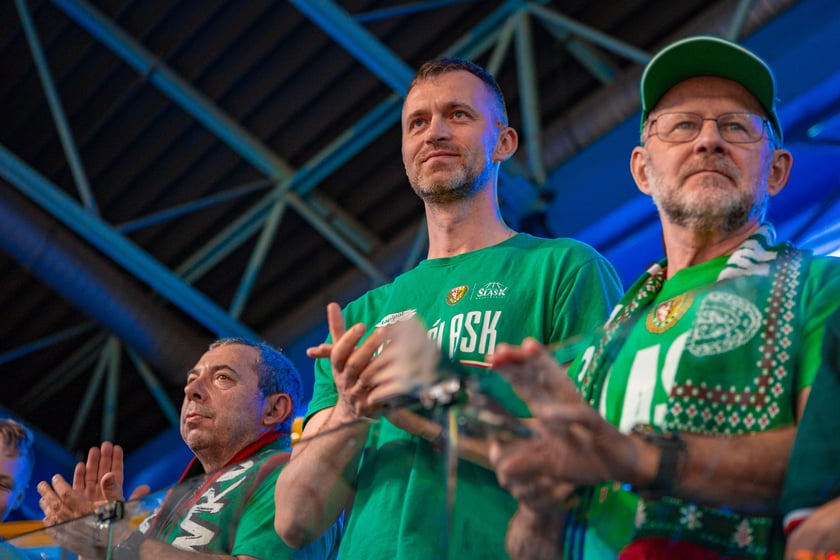 Kibice na meczu Śląska Wrocław z drużyną Arriva Polski Cukier Toruń w Orbicie