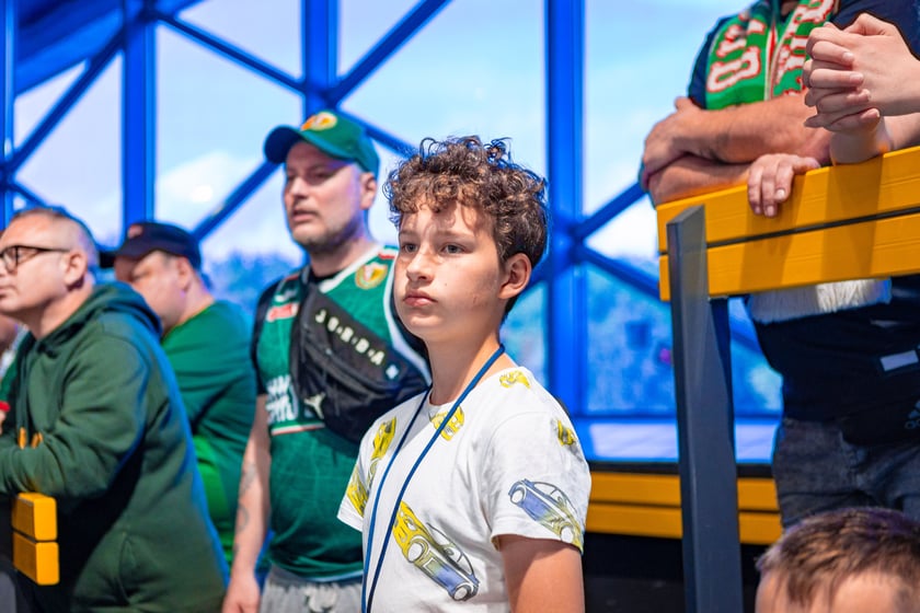 Kibice na meczu Śląska Wrocław z drużyną Arriva Polski Cukier Toruń w Orbicie