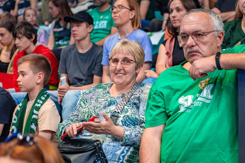 Kibice na meczu Śląska Wrocław z drużyną Arriva Polski Cukier Toruń w Orbicie