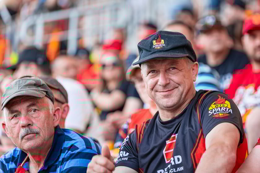 Kibice na meczu Sparta Wrocław - Stal Gorzów Wielkopolski 26 maja na Olimpijskim