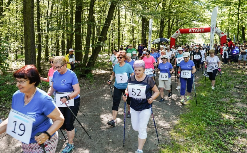 Uczestnicy mistrzostw w joggingu i nordic walking  w parku Zachodnim, 15 czerwca 2024 r.