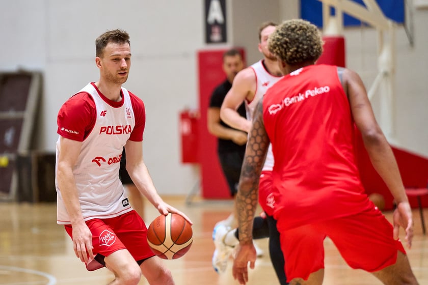 Pierwszy na obozie we Wrocławiu trening kadry z udziałem J. Sochana, 17 czerwca 2024