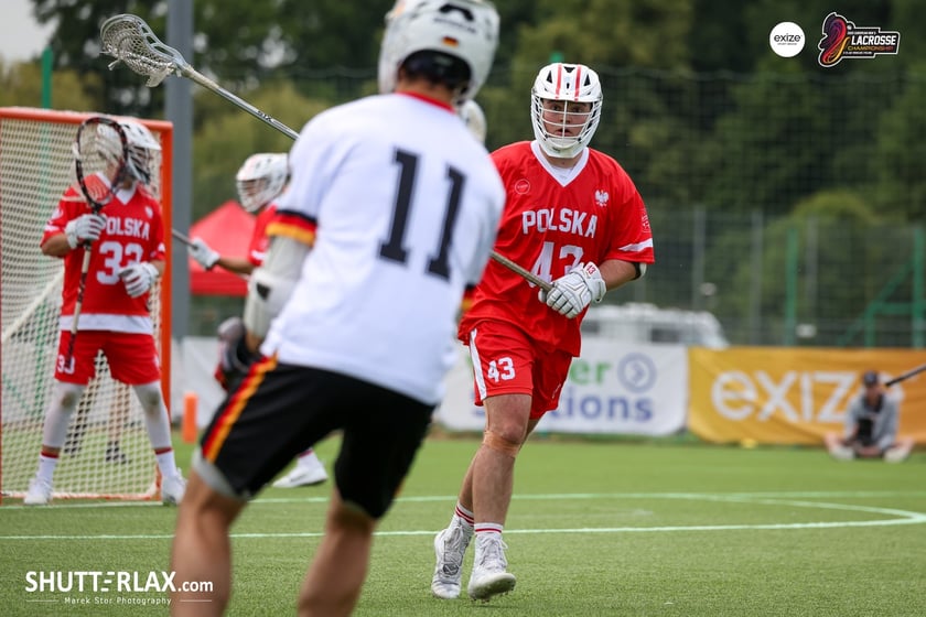Mecz Polska - Niemcy na na Mistrzostwach Europy Mężczyzn w Lacrosse Wrocław 2025