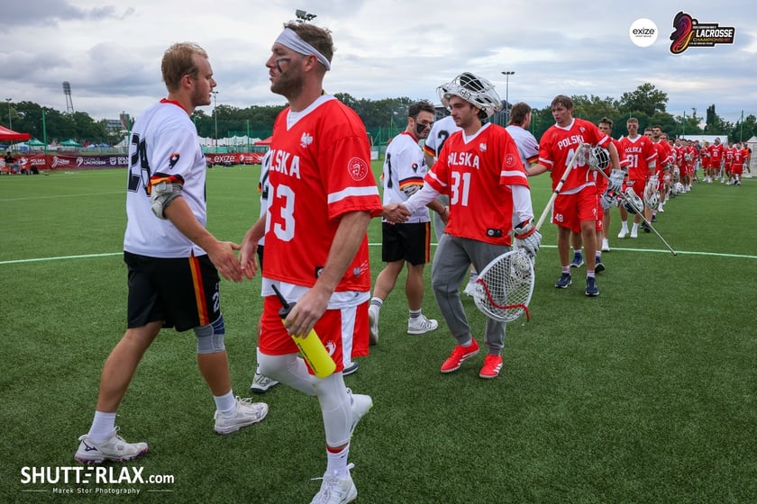 Mecz Polska - Niemcy na na Mistrzostwach Europy Mężczyzn w Lacrosse Wrocław 2025