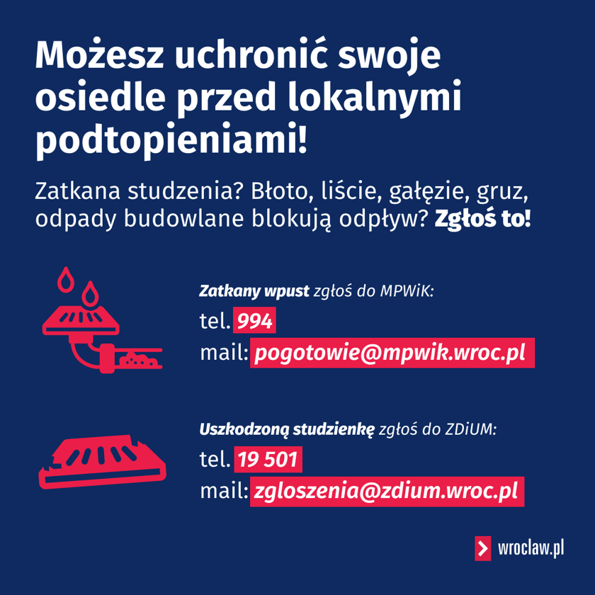 Powiększ obraz: <p>Gdzie zgłosić zatkaną lub uszkodzoną studzienkę?</p>