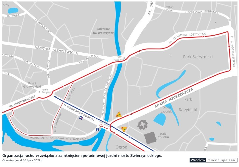 Mapa objazdów od 16 lipca