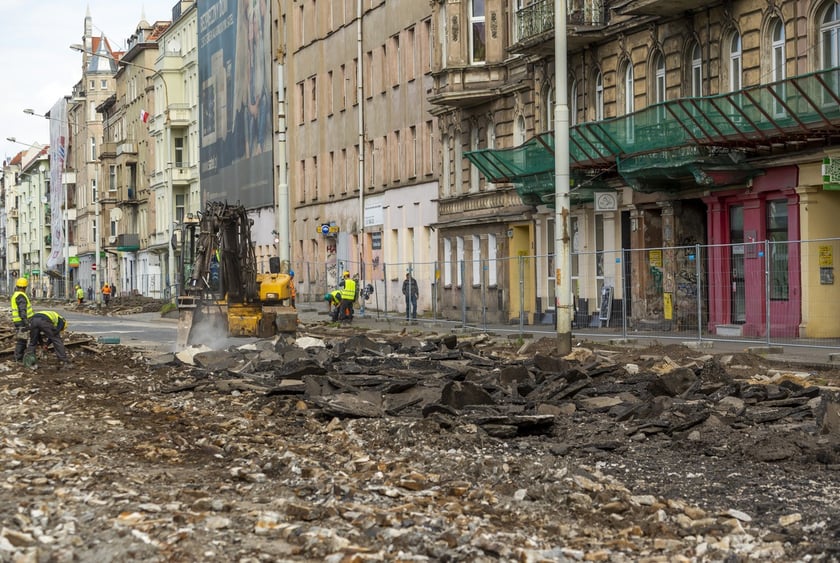 Trwa wielki remont ul. Pomorskiej i pl. Staszica na Nadodrzu
