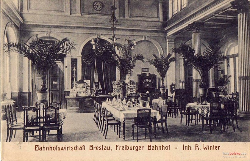 Na zdjęciu Dworzec Świebodzki we Wrocławiu, wnętrze, 1915