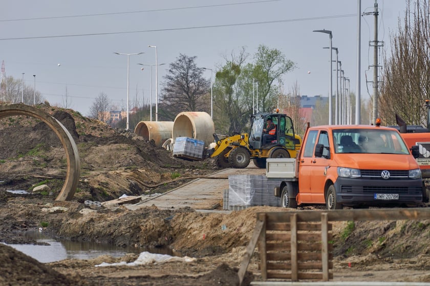 Przebudowa ulicy Kosmonautów w kwietniu 2023 r.