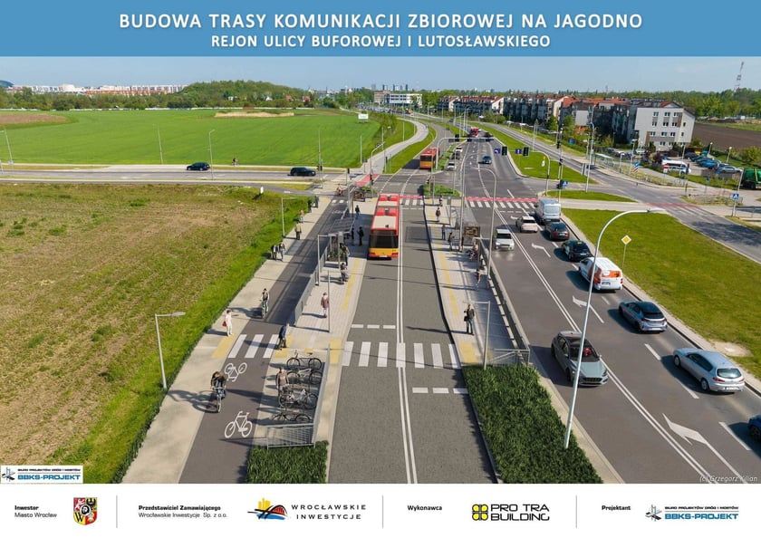 Wizualicacja trasy komunikacji zbiorowej na Jagodno