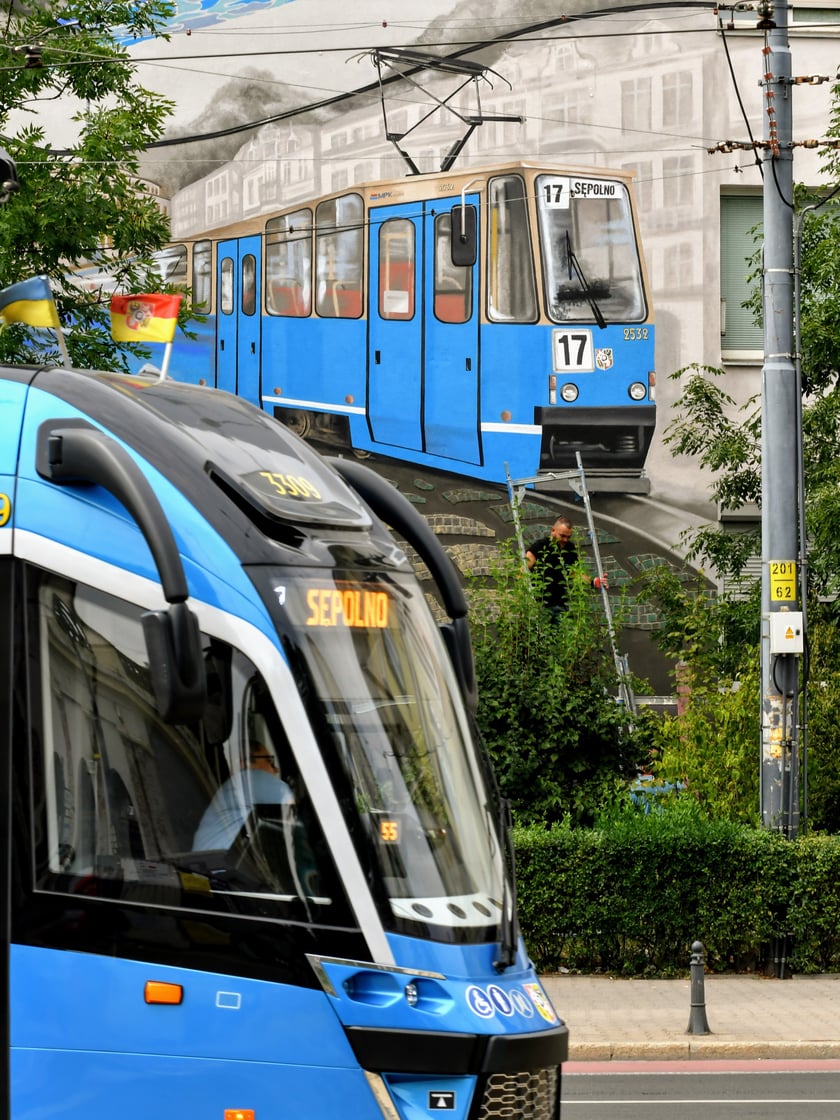 Etapy powstawania muralu poświęconego Marii Koterbskiej. Od rusztowania, po odsłonięcie.