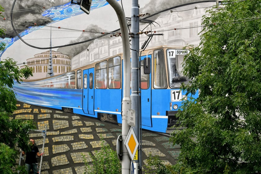 Etapy powstawania muralu poświęconego Marii Koterbskiej. Od rusztowania, po odsłonięcie.