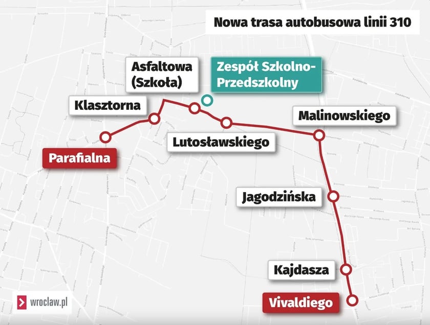 Powiększ obraz: Przystanki na trasie autobusu 310